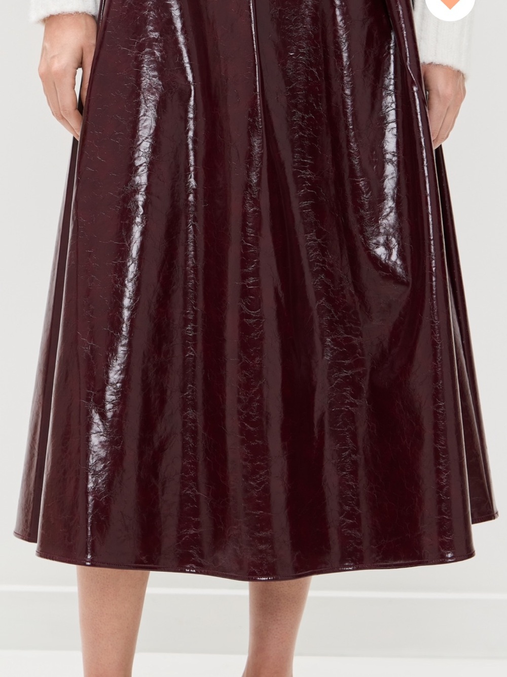 HUNTER BELL Patent Midi Skirt in Burgundy